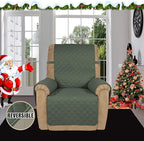 Easy-Going Recliner Sofa Slipcover Reversible Sofa Cover Water Resistant Couch Cover Furniture Protector with Elastic Straps for Pets Kids Children Dog Cat (Recliner, Greyish Green/Beige)