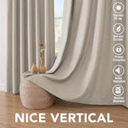 H.VERSAILTEX 100% Blackout Curtains for Bedroom Thermal Insulated Linen Textured Curtains Heat and Full Light Blocking Drapes Living Room Curtains 2 Panel Sets, Cobblestone, 52x84 Inch