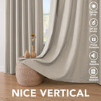 H.VERSAILTEX 100% Blackout Curtains for Bedroom Thermal Insulated Linen Textured Curtains Heat and Full Light Blocking Drapes Living Room Curtains 2 Panel Sets, Cobblestone, 42x63 Inch
