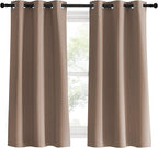 NICETOWN Blackout Window Curtains 60 inch Length, Cappuccino, 2 Panels, 34 x 60 Inch, Grommet Top Room Darkening Thermal Insulated Solid Vertical Drapes for Bedroom