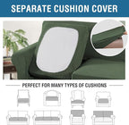 H.VERSAILTEX 4 Piece Stretch Sofa Covers for 3 Cushion Couch Covers for Living Room Furniture Slipcovers (Base Cover Plus 3 Seat Cushion Covers) Thicker Jacquard Fabric (Large Sofa, Bronze Green)