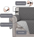 Easy-Going Reversible Chair Cover Washable Sofa Cover for Dogs Water Resistant Couch Slipcover Furniture Protector Cover with Adjustable Straps for Pets (Chair 30 in, Gray/Light Gray)