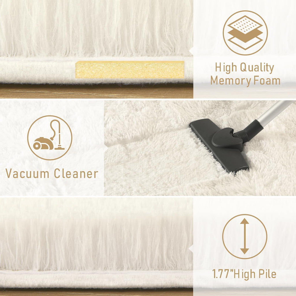 LOCHAS 2x8 Runner Rugs for Hallway, Fluffy Area Rugs for Bedroom, Cream