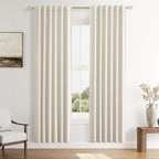 Guken 100% Blackout Linen Curtains 80 Inch Length 2 Panels Set for Living Room Bedroom Back Tab Thermal Insulated Black Out Drapes Room Darkening Farmhouse Style for Bedroom Window Curtains 40 Wide