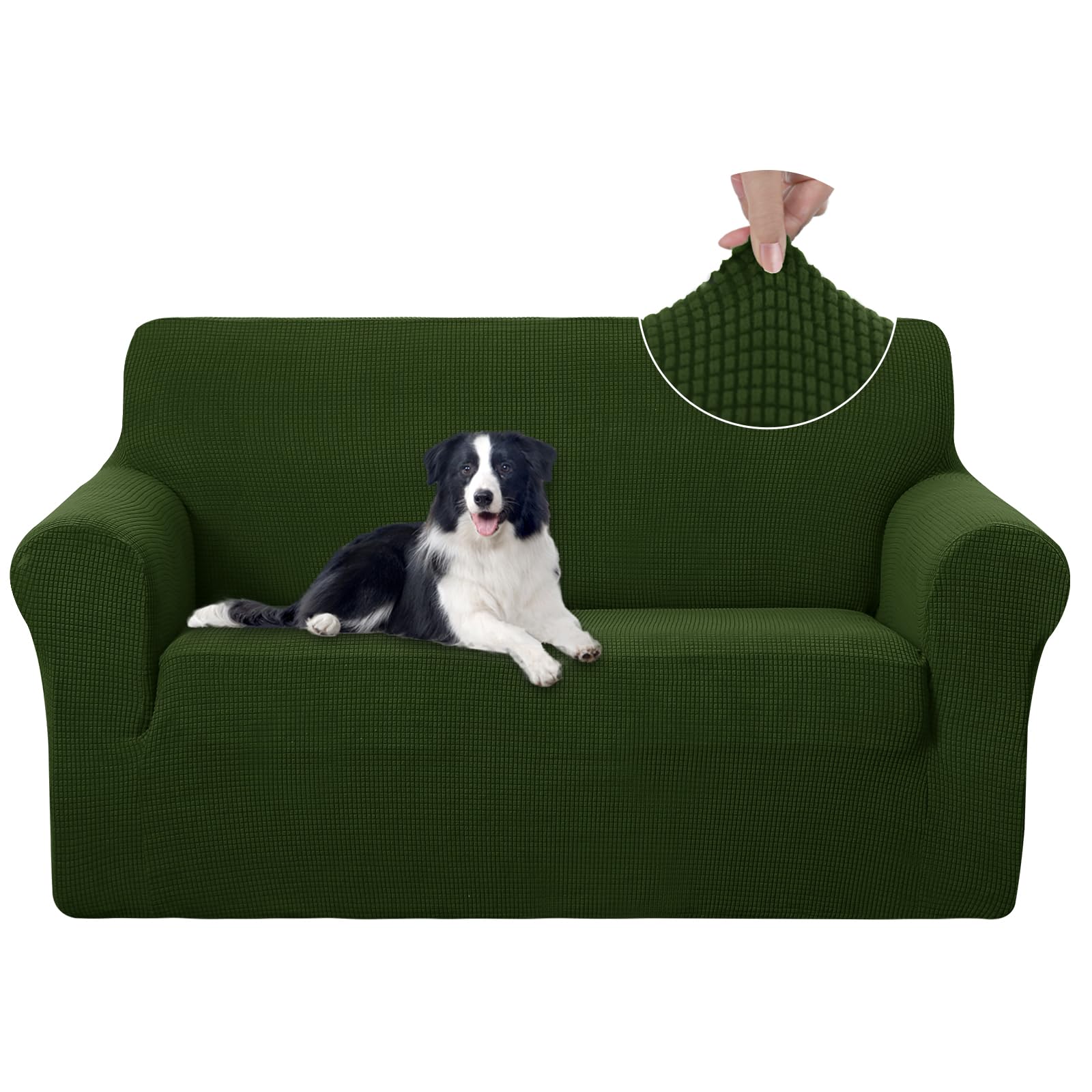 U-NICE HOME Loveseat Cover Stretch Couch Cover Sofa Slipcover, Bronze Green