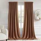 MIULEE Cappuccino Brown Back Tab Blackout Curtain 52"x102" Long 2 Panel Set