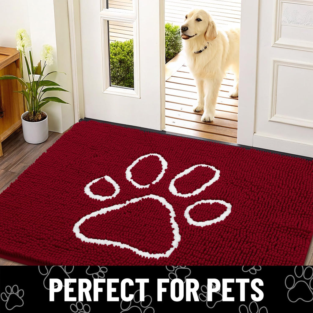 Smiry Dog Door Mat for Muddy Paws, Absorbent Non Slip Dirt Trapper, 24x16