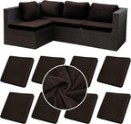 8Pcs Stretch Velvet Patio Cushion Cover,Fluffy,for Fall Outdoor Couch Cushion Cover Replacement,Washable Indoor Outdoor Cushion Slipcovers(Coffee,Cover Only)