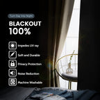SimpleHome Beige 100% Blackout Curtains Room Darkening Living Room 63 Inch
