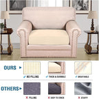 H.VERSAILTEX Super Stretch Individual Seat Cushion Covers Sofa Covers Couch Cushion Covers Slipcover Sets Thick Jacquard Textured Twill Fabric (1 Piece Chair Cushion Cover, Cream)