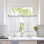 MIULEE 2 Panels Kitchen Tiers Half Window Sheer Curtains Rod Pocket Translucent Voile Drapes for Kitchen Bathroom Small Windows 29 by 36 Inch Greyish Lilac