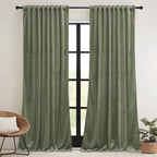 RYB HOME Sage Green Velvet Curtains for Bedroom Living Room