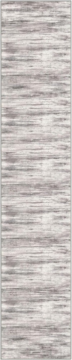 KOZYFLY Modern Abstract Hallway Runner, 2x10 Washable Rug Non-Slip Soft Striped Kitchen Runner Rug, Grey/Light Beige/Brown Print Carpet Runner for Entryway Bathroom
