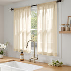 MIULEE Cream Sheer Curtains 63 Inches Long 4 Panels 42 x 63 Inches