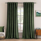 MIULEE Velvet Curtains 94 inches - Luxury Blackout Curtains for Bedroom Living Room Thermal Insulated Super Soft Window Drapes Rod Pocket & Back Tab, Olive Green, W52 x L94 inches, 2 Panels