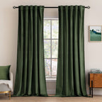 MIULEE Velvet Curtains 52x94 inches 2 Panels Olive Green Blackout Curtains