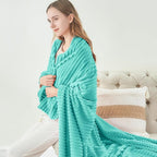 BEDELITE Fleece Blanket Twin Size – 3D Ribbed Jacquard Soft and Warm Decorative Fuzzy Blankets – Cozy, Fluffy, Plush Lightweight Throw Blankets for Couch, Bed, Sofa(Aqua, 60x80 inches)