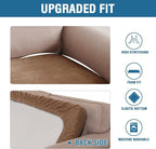 H.VERSAILTEX Velvet Stretch Individual Couch Cushion Cover Plush Cushion Slipcover for Loveseat Sofa Cushion Furniture Protector Seat Cushion Sofa Cover (1 Piece Sofa Cushion Cover, Camel)