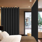 Yakamok Wide Thermal Blackout Patio Door Curtain Panel, Sliding Door Insulated Grommet Curtains, Extra Wide Curtains for Sliding Glass Door, Black, W70 x L84, 1 Panel