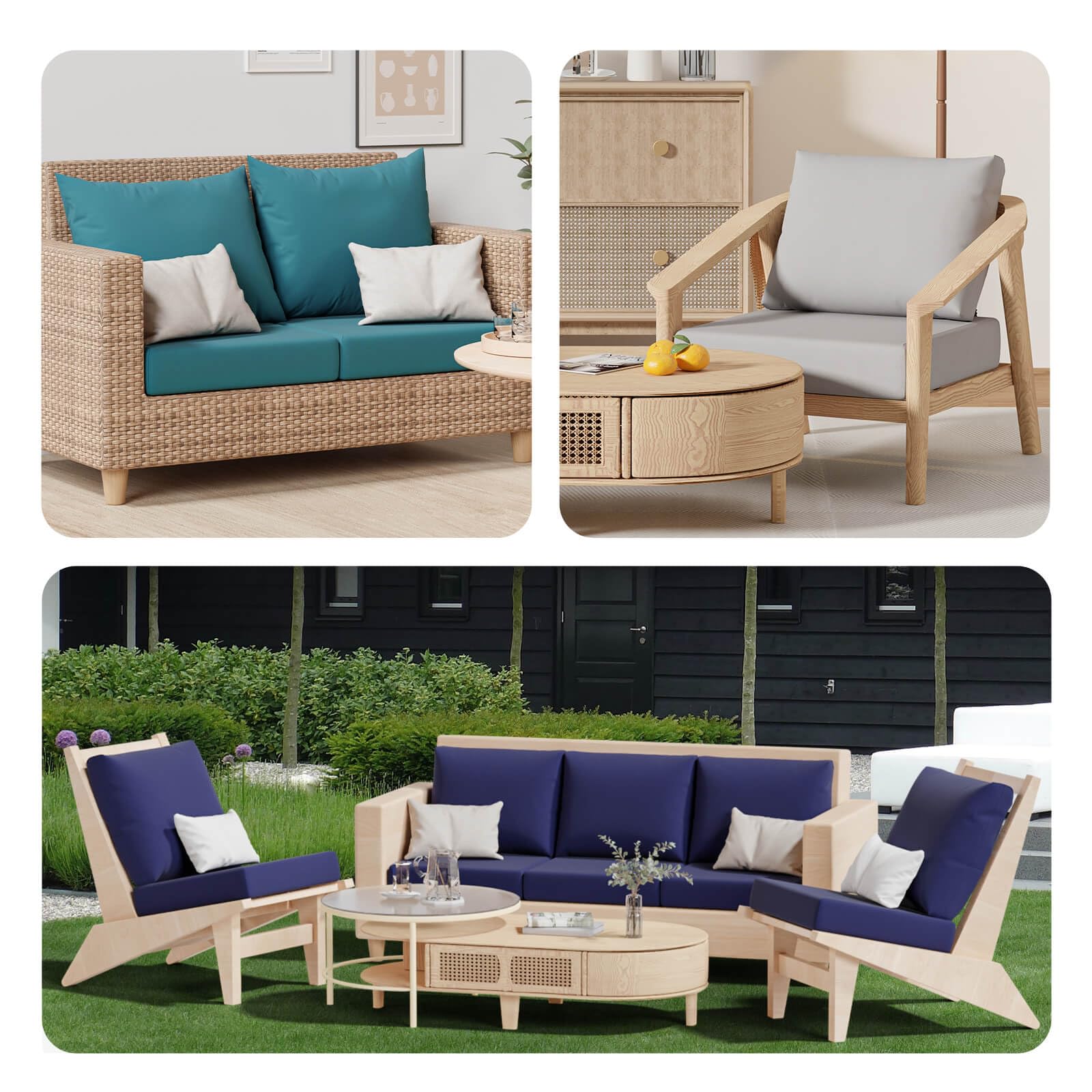 8Pcs Outdoor Cushion Covers, Stretch Patio Furniture Couch Chair Slipcovers