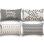 YCOLL Lumbar Pillow Covers 12x20 Set of 4, Modern Sofa Throw Pillow Cover, Decorative Outdoor Linen Fabric Pillow Case for Couch Bed Car，Gray