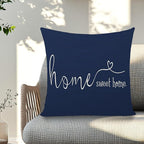 MFGNEH Home Sweet Home Quotes Farmhouse Pillow Covers 18x18 Inch,Farmhouse Decorative Lumbar Throw Pillow Case Cushion Cover,Housewarming Gift,Blue