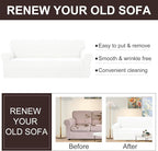 U-NICE HOME Oversized Stretch Sofa Slipcover, Soft Jacquard Fabric Couch Cover, Pet Friendly Furniture Protector, Ivory White