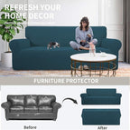 Easy-Going Stretch Sofa Slipcover 1-Piece Sofa Cover Furniture Protector Couch Soft with Elastic Bottom for Kids, Polyester Spandex Jacquard Fabric Small Checks (Sofa, Deep Teal)