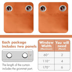 MIULEE Blackout Curtains Room Darkening Thermal Insulated Fall Drapes Solid Window Treatment Set Grommet Top Light Blocking Curtain for Living Room/Bedroom 2 Panels 42 x 63 inch, Orange