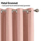 Linen Textured Total Blackout Curtains 72 Inches Long, Blush Pink