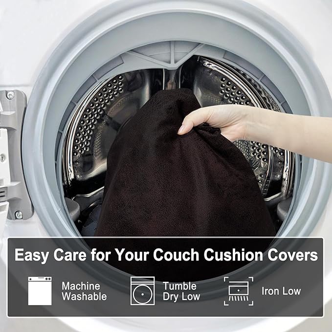 ANARACHON Leather Look Couch Cushion Covers Sofa Seat Slipcovers Sets Couches Furniture Protector for Sectional Armchair Loveseat Pets Kids Stretch Spandex Fabric (1 Cushion Sofa, Chocolate)