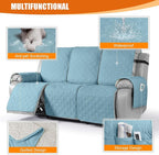 VANSOFY Waterproof Recliner Couch Covers, Sofa Covers 1-Piece Washable Reclining Sofa Cover Non-Slip Furniture Protector with Elastic Straps Pocket for Dogs, Pets(Azuree,3 Seater)
