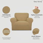 Easy-Going Stretch Chair Sofa Slipcover 1-Piece Couch Sofa Cover Furniture Protector Soft with Elastic Bottom for Kids, Pet. Spandex Jacquard Fabric Small Checks (Chair, Golden)