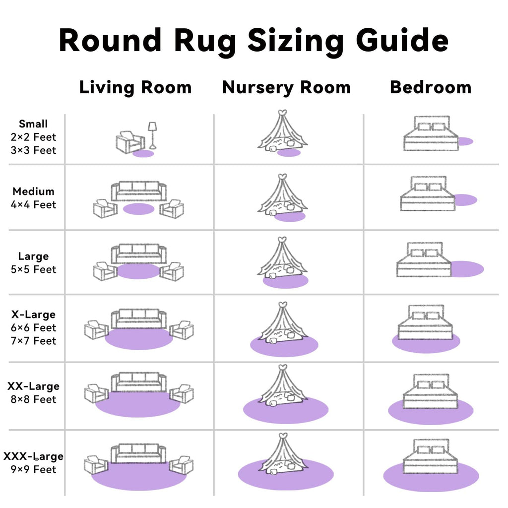OLANLY Purple Round Rugs for Bedroom - Machine Washable, 2 ft Circle Area Rugs for Living Room, Soft and Fluffy Shaggy Carpet for Teen Girls and Boys, Nursery Rooms, Dorms, Home Decor Aesthetic