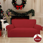 Easy-Going Stretch Loveseat Slipcover 1-Piece Sofa Cover Furniture Protector Couch Soft with Elastic Bottom for Kids Polyester Spandex Jacquard Fabric Small Checks (Loveseat, Christmas Red)