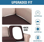 H.VERSAILTEX Super Stretch Individual Seat Cushion Covers - Thick Jacquard Textured Twill Fabric (2 Piece Large Sofa Cushion Covers, Chocolate)
