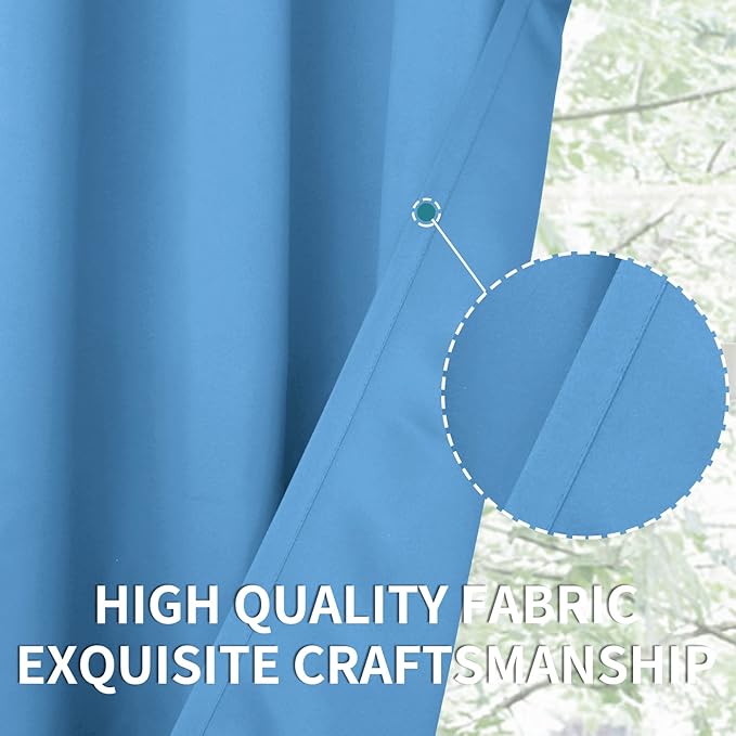 BGment Sky Blue Room Darkening Curtains 84 Inch for Living Room - 2 Panels