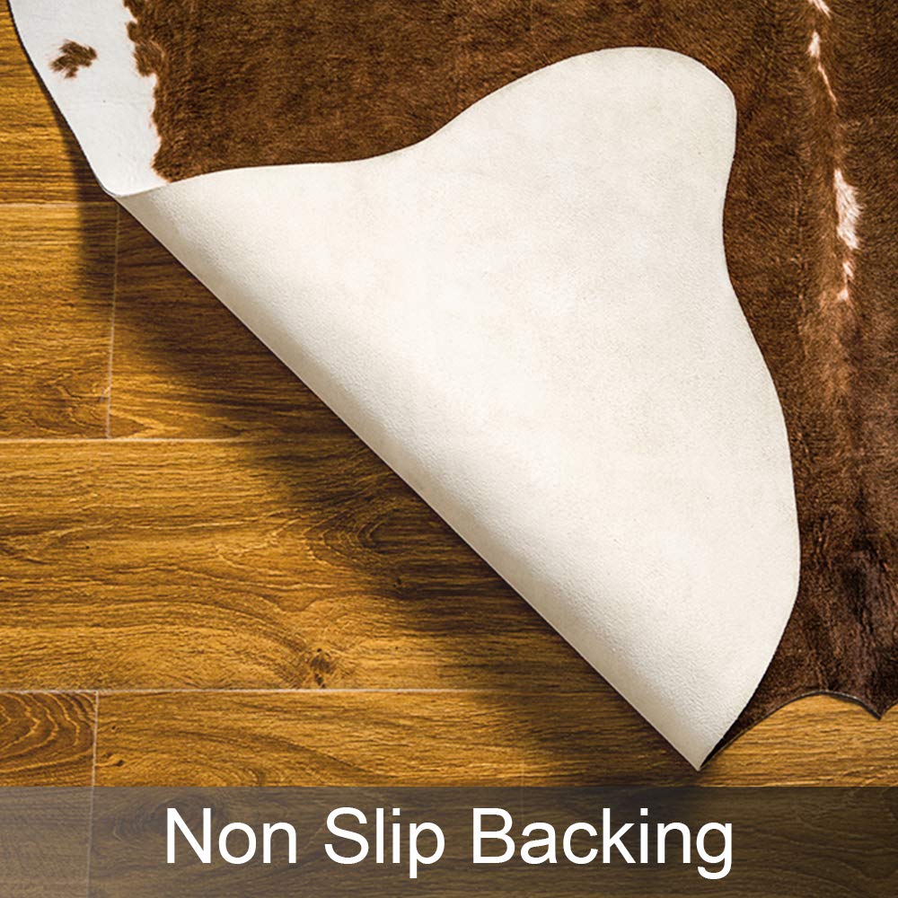 AROGAN Faux Cowhide Rug, Brown Cow Print Large Animal Area Rug, 5.2x6.2 Ft