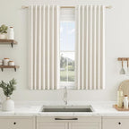 Guken Cream 100% Blackout Curtains 45 Inch Length 2 Panels Set for Living Room Bedroom Back Tab Black Out Linen Drapes Room Darkening Window Curtains 52x45