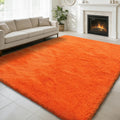 4x6 Area Rug for Bedroom,Orange Fluffy Shag Living Room Rug Bedside Rugs
