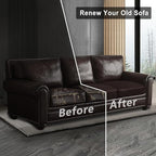 Leather Look Couch Cushion Covers Sofa Seat Slipcovers Sets Couches Furniture Protector for Sectional Armchair Loveseat Pets Kids Stretch Spandex Fabric (3 Cushion Sofa, Chocolate)