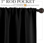 RYB HOME Short Blackout Curtains for Bedroom, Black Room Darkening Insulated Summer Heat Light UV Blocking Energy Saving Drapes for Nursery, Width 34 by Length 45, Black, Set of 2