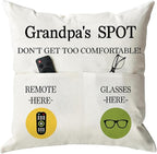 ONFAON Grandpa Gifts,Grandpa's Spot Throw Pillow Covers 18x18 Inch for Bed Sofa Couch,Birthday Christmas Thanksgiving Day Gifts for Grandpa Stepdad,2-Pocket