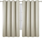 LEMOMO Light Beige Blackout Curtains 66 x 63 Inch Length/Set of 2 Curtain Panels/Thermal Insulated Room Darkening Blackout Curtains for Bedroom