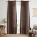 Cappuccino Linen Curtains 80 Inch Length for Living Room Light Filtering Semi Sheer Curtain Back Tab Rod Pocket Luxury Modern Rustic Home Decor Neutral Drapes for Bedroom Dinner Room 52x80, 2 Panels