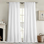 MIULEE White Linen Curtains 2 Panels Window Drapes 37x90 Inches