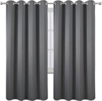 LEMOMO Grey Blackout Curtains/52 x 72 Inch/Set of 2 Panels Thermal Insulated Room Darkening Curtains for Bedroom