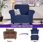 ZNSAYOTX Super Stretch Chair Slipcover (30"-47"), New Striped Sofa Chair Covers for Living Room, Dogs Pet Friendly Anti-Slip Chair Protector Spandex Armchair Slipcovers (Navy Blue, Chair)