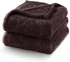 Exclusivo Mezcla Plush Fuzzy Fleece Bed Blanket Queen Size, Super Soft, Fluffy and Warm Blankets for Couch, Bed, All Season (Coffee, 90x90 Inches)