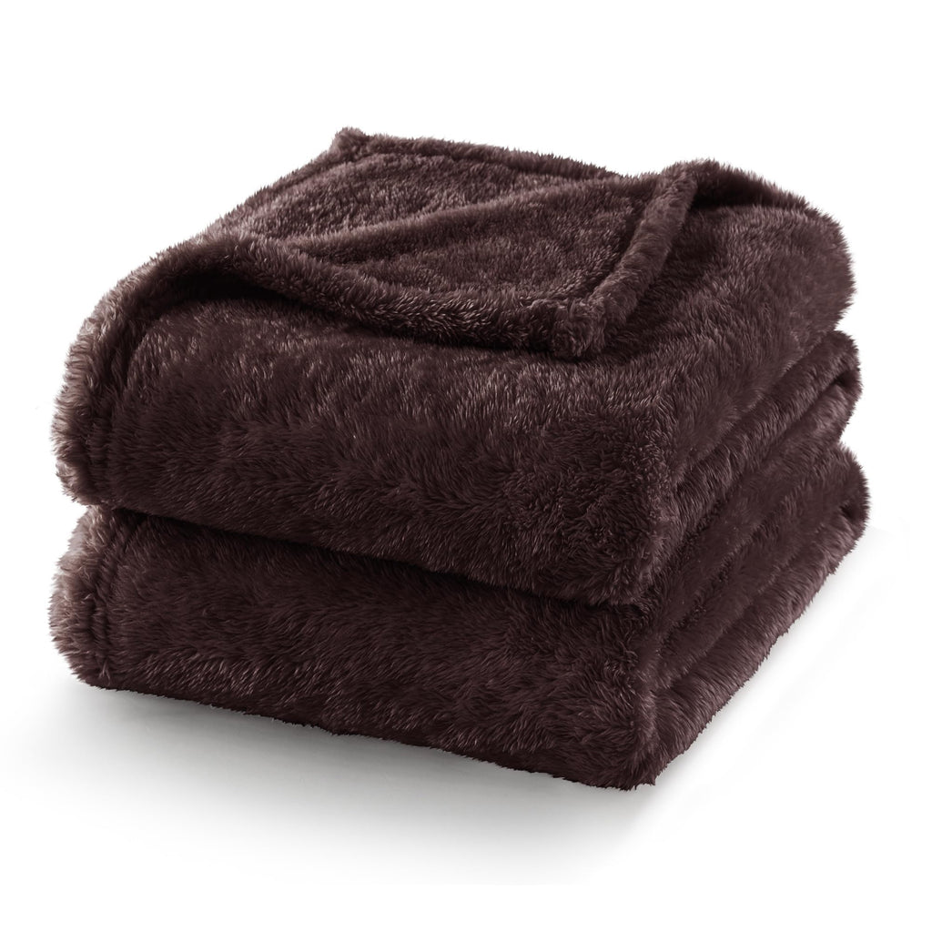 Exclusivo Mezcla Fuzzy Plush Fleece Bed Blanket Twin XL Size, Coffee